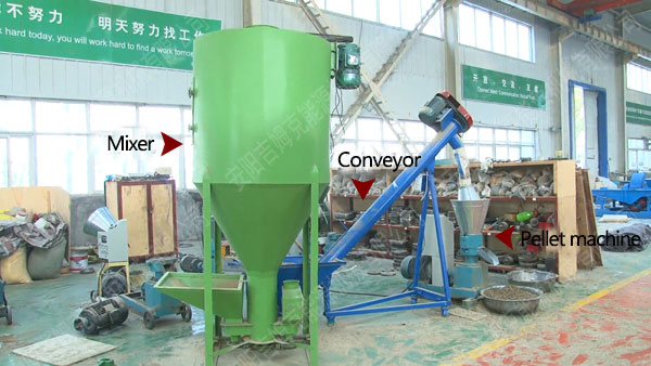 mixer, conveyor and small pellet machine